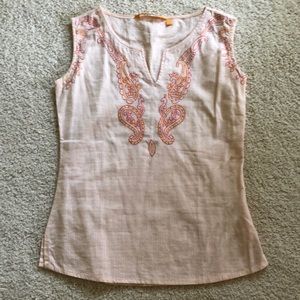 Annabelle Boho embroidered sleeveless shell Top